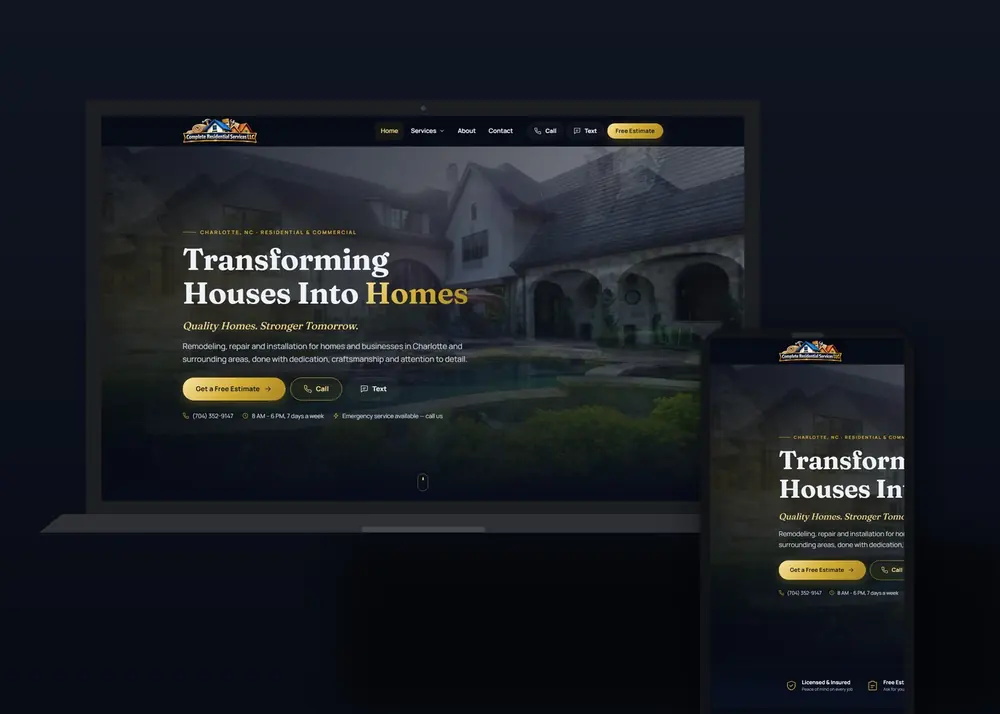 Custom Website — desktop and mobile preview